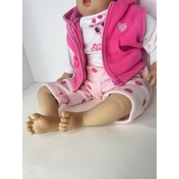 Realistic Baby Doll 18–20" Soft Body Blue Eyes Brown Hair Wearing Aori Outfit - Picture 3 of 8
